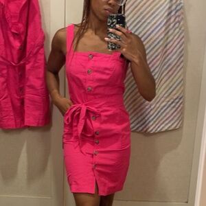 LOFT Pink Tank Button Down Dress